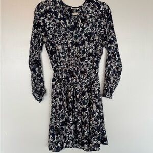 GAP Navy Floral Long Sleeve Dress